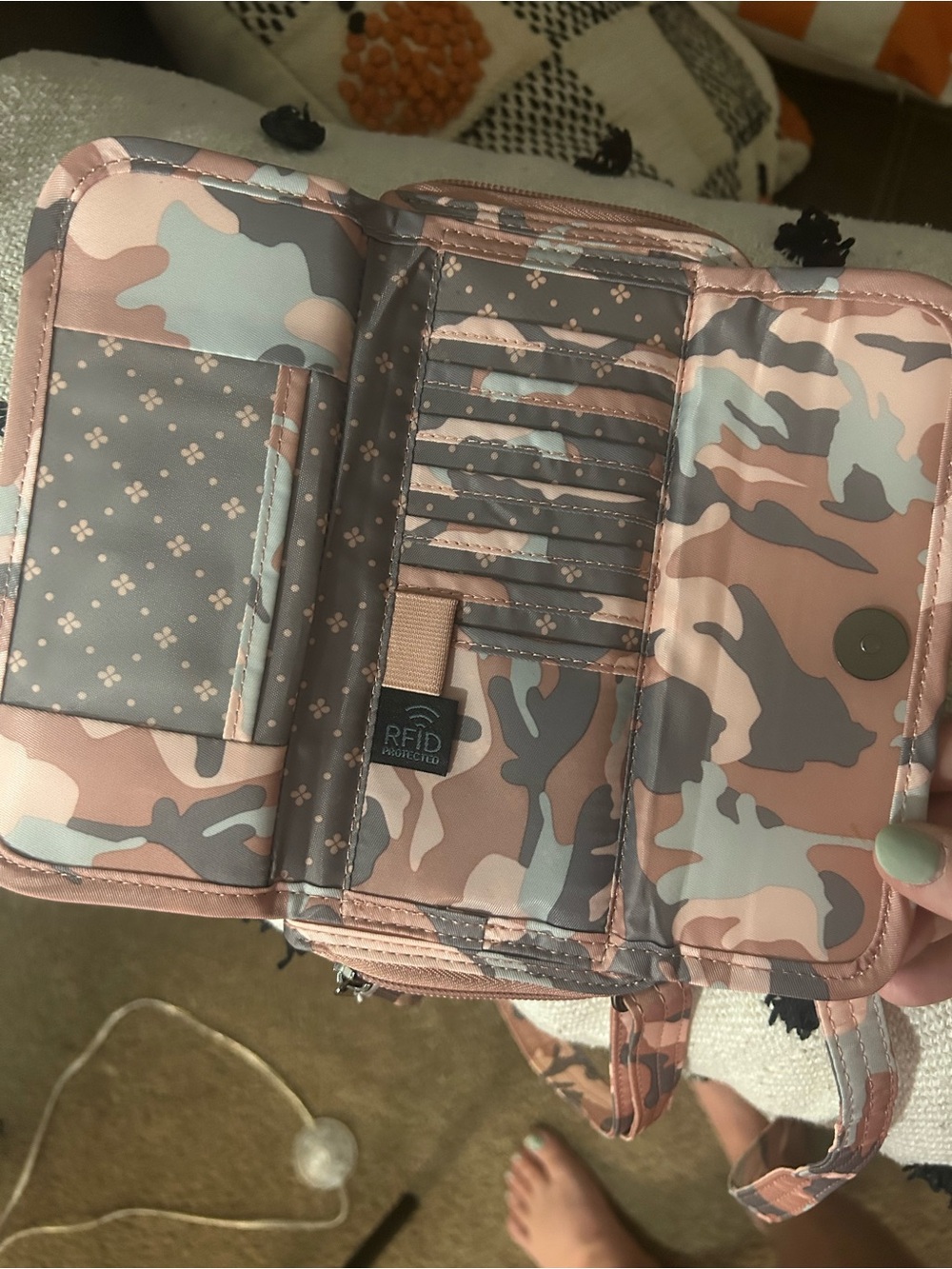 Lugz Pink Camo Crossbody Wallet